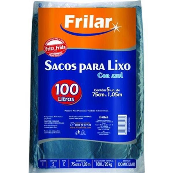 SACO LIXO FRILAR ROLO PRETO 100L C/5UN
